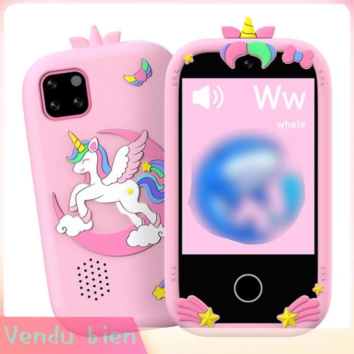 Garosa Jouets pour smartphone pour enfants Téléphone intelligent pour enfants à écran tactile de 2 8 pouces video lecteur Bleu Rose
