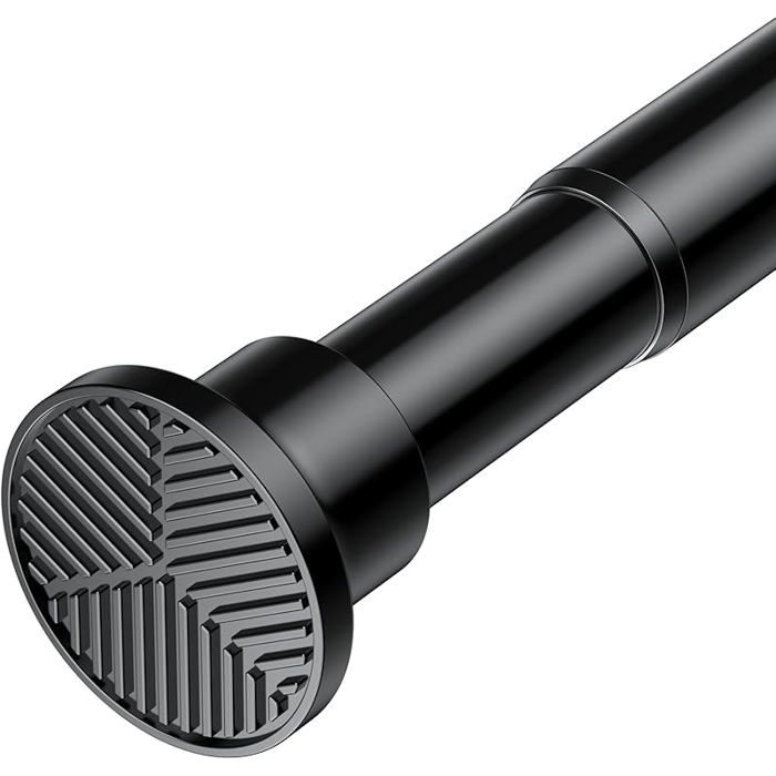 Tringle Rideau S Percage Extensible 71-160 cm (Diamètre 25 mm) Tringle à Rideaux en Inox Noir Idéale 71 à 155 cm Noir