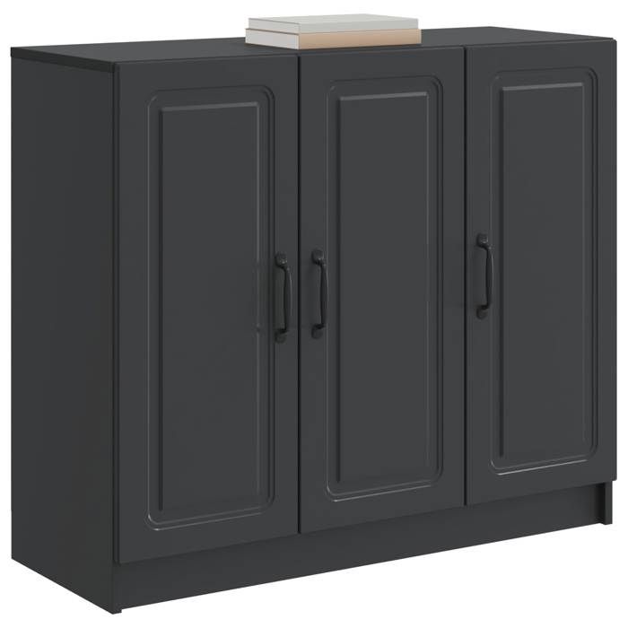 Buffet bas séjour{1 pièce}meuble de rangementdesign épuré Noir 89 x 345 x 77 cm Bois dingénierie khi97u52