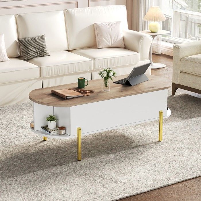 Table basse - MINIMAL - MINIMAL HOME - 120x50x43 cm - plateau réglable - 7 rangements Table basse - MINIMAL - MINIMAL HOME - 120x50x43 cm - plateau réglable - 7 rangements