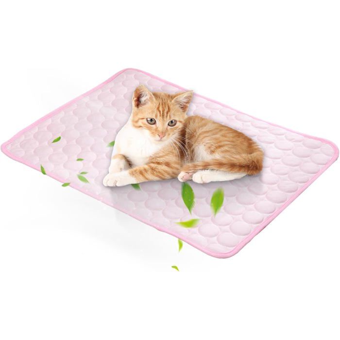 Tapis rafraîchissant pour chien et chat 62x50cm - Tapis frais respirant et pliable pour animaux - Coussin auto-refroidissant Rose