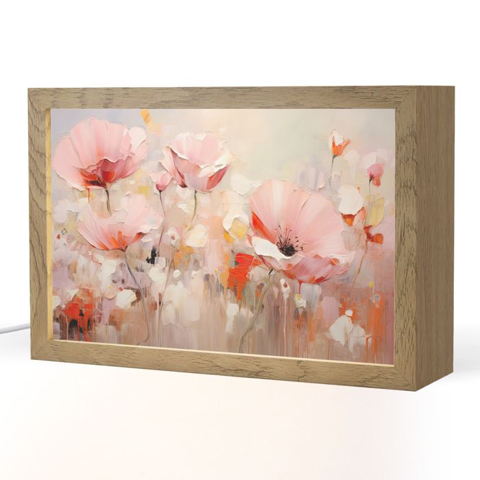 Lampe de Table LED - Lampe de Chevet - Motif Fleurs - Aquarelle - Rose - Abstrait - Art 30x20 cm Couleur Anthracite - OnlyWow