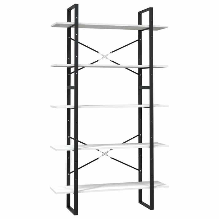 Blanc Bibliothèque à 5 niveaux Blanc 100x30x175 cm Bois de pin - Étagère Salon LV42954