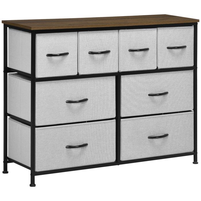8 tiroirs commode de rangement meuble pour vêtements et documents tiroirs en tissu pliants structure acier noir