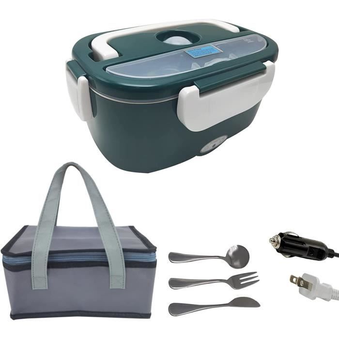 HOMEASY Lunch Box Chauffante 220V 24V 12V Boîte Chauffante Électrique 1,5L 40W pour Camion Voiture Bureau Gamelle Chauffante Portable avec Récipient Acier Inoxydable