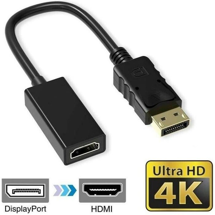 Câble adaptateur vidéo DP Male vers HDMI displayport triple blindage audio haute qualité 1080p