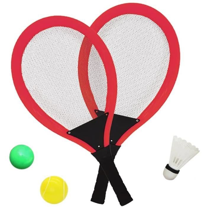 Jeu De Raquettes Jumbo Tennis Badminton Set, 3 in 1 Jeux Exterieur Jouet Plage pour 3 4 Ans (Rouge)