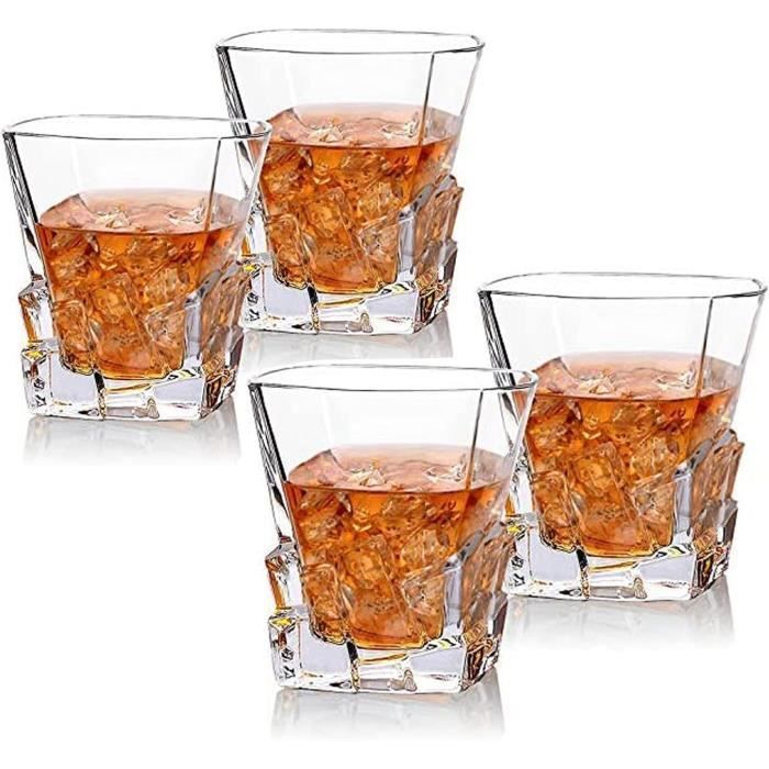 Lot 2 Verres à Whisky Carrés JoyJolt Carre - 283.5 G - Ultra Transparent, Base Lourde - Lave-vaisselle - Cadeau élégant
