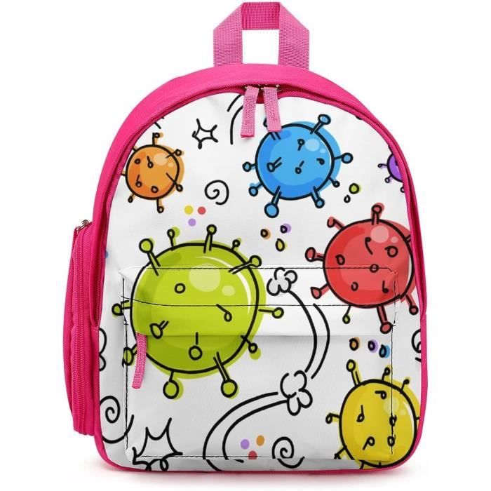 Sac à Dos Enfant Maternelle Léger Moto – Cartable Primaire Garçon Fille, Imprimé Fun, 24×15×32 Cm