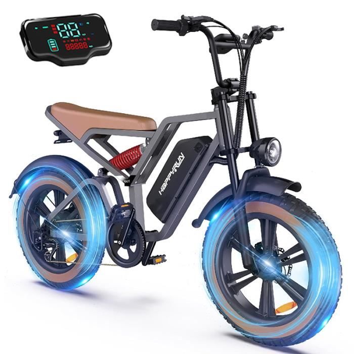 Vélo électrique Happyrun G50 - Pneus 20 pouces - Moteur 1500W - Batterie 48V/18AH - 150kg - Noir