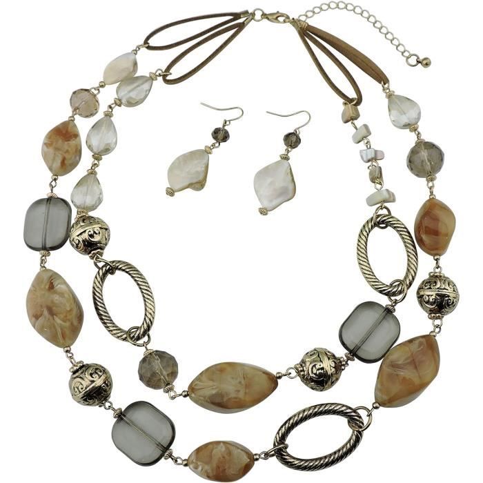 Parure Collier et Boucles d'Oreilles de Mariage Set