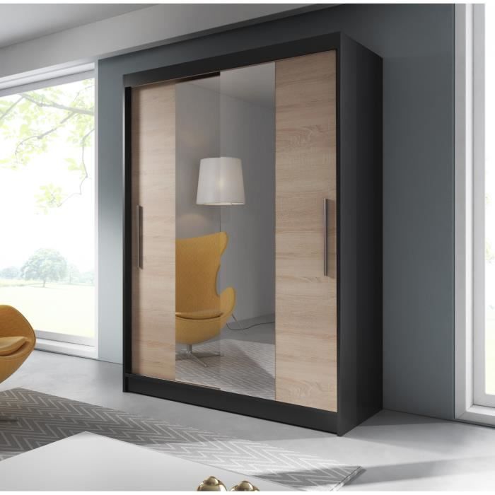 Armoire de chambre avec miroirs 2 portes coulissantes Style