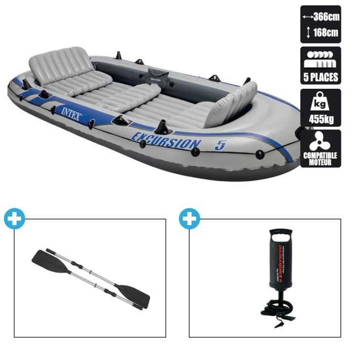 Bateau Pneumatique Gonflable 5 Personnes Pagaie Pompe Prix Pas Cher Cdiscount