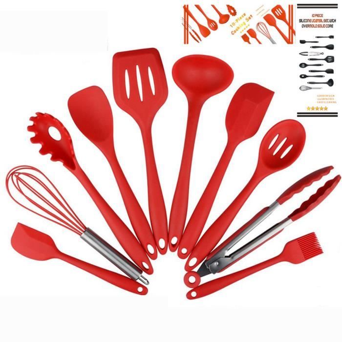 Ustensiles de cuisine de cuisine en silicone ensemble de 10pc prime outil de cuisson résistant à la chaleur