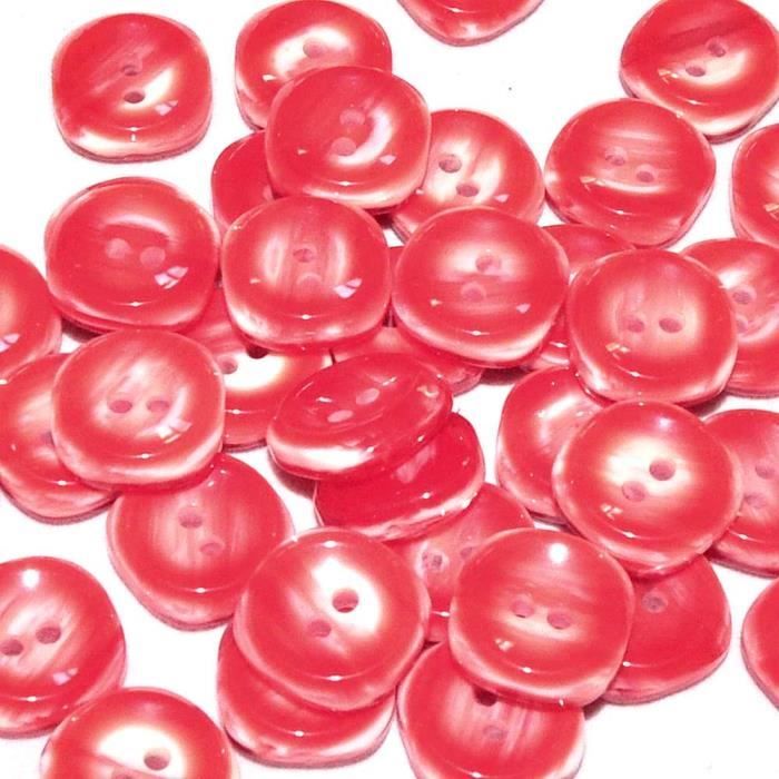 Mercerie Lot de 5 boutons carrés plastique rouge blanc Milky 20mm button