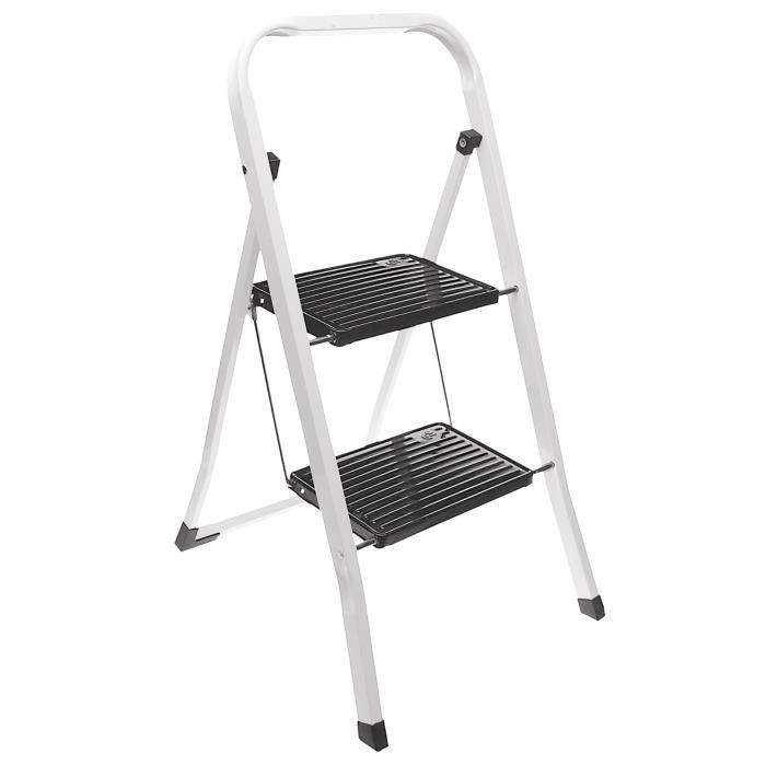 Escabeau Marche Pied 3 Marches 104 cm 150kg Blanc 769
