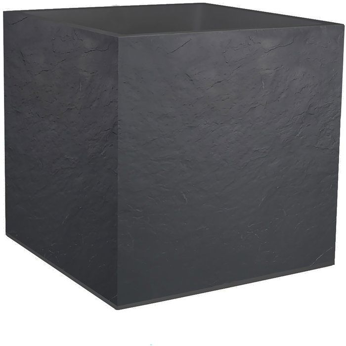 EDA Pot de fleurs Carré 50 cm - Volcania - 57 L - Intérieur/Extérieur - Décor Pierre - 495 x 495 x H. 495 cm