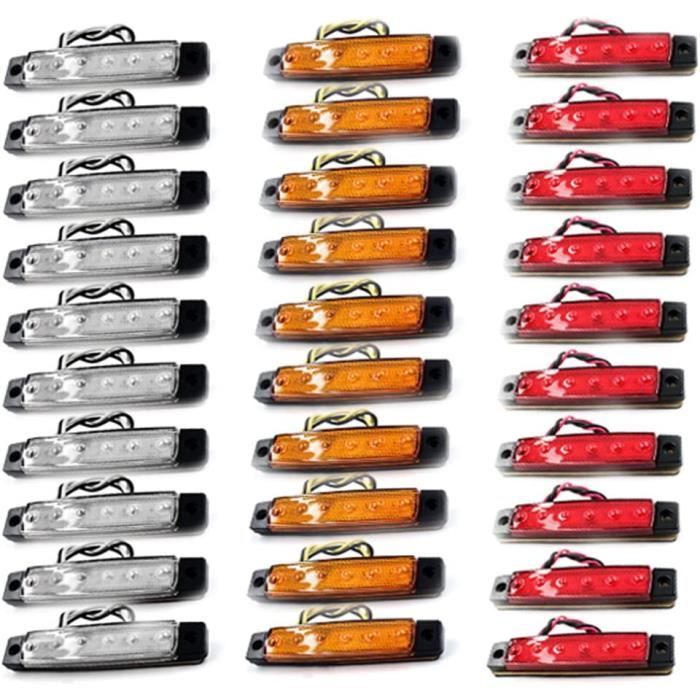 Biqiure 6PCS Feux De Gabarit Latéraux LED Blanc 4 Inch - Feux Position Pour Voiture Remorque Camion 12V-24V