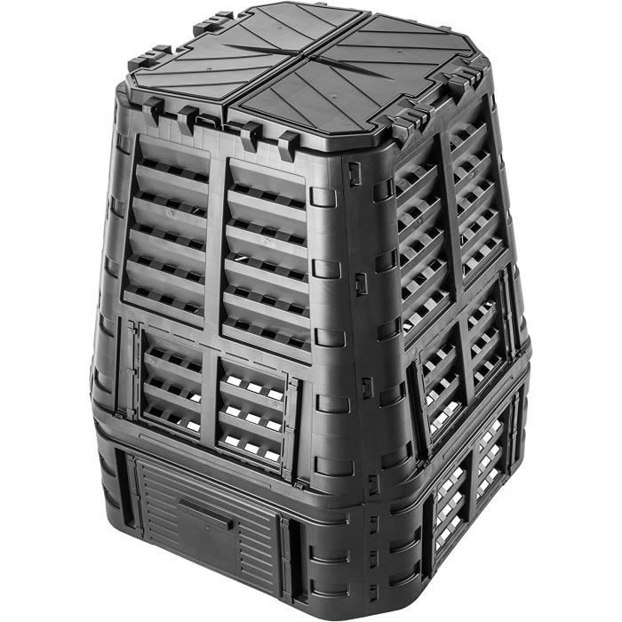 Composteur De Jardin 1600L Noir - Module Thermique En Plastique Pour Déchets Organiques