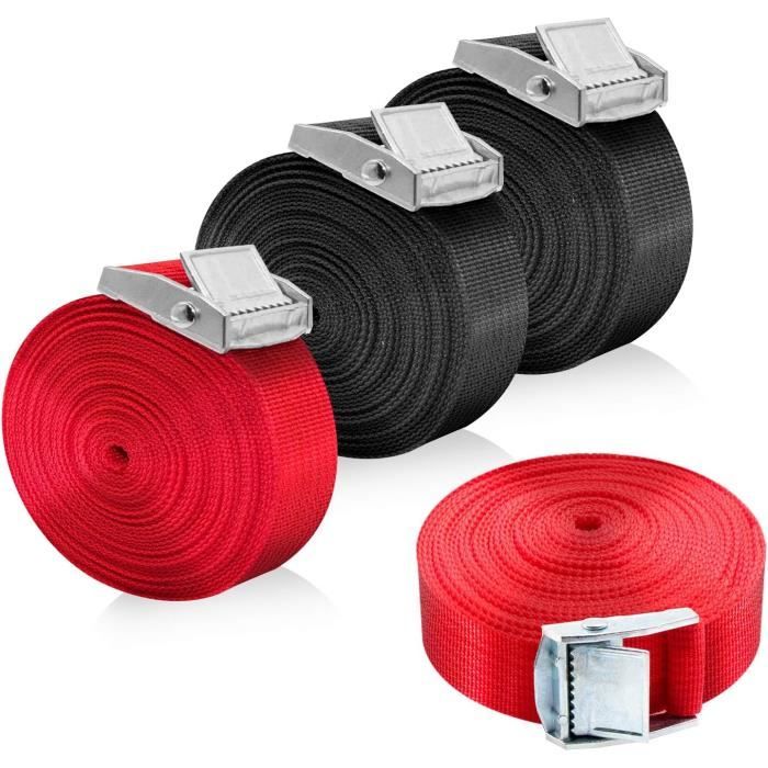 Lot De 10 Sangles D’arrimage 2,5 X 50 Cm – Noir, Pour Remorque, Camion, Kayak