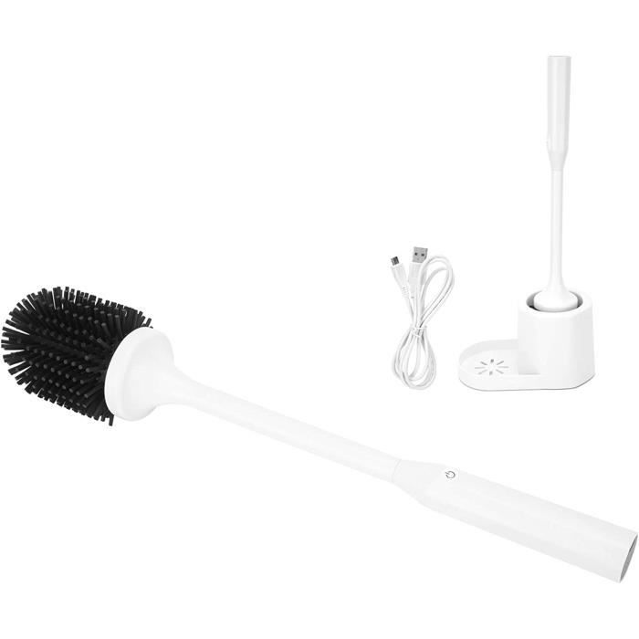 Brosse WC électrique rechargeable et support, brosse de nettoyage pour cuvette de toilette, brosse en silicone, brosse rotative, auto-nettoyante, imperméable, nettoyage en profondeur, support mural