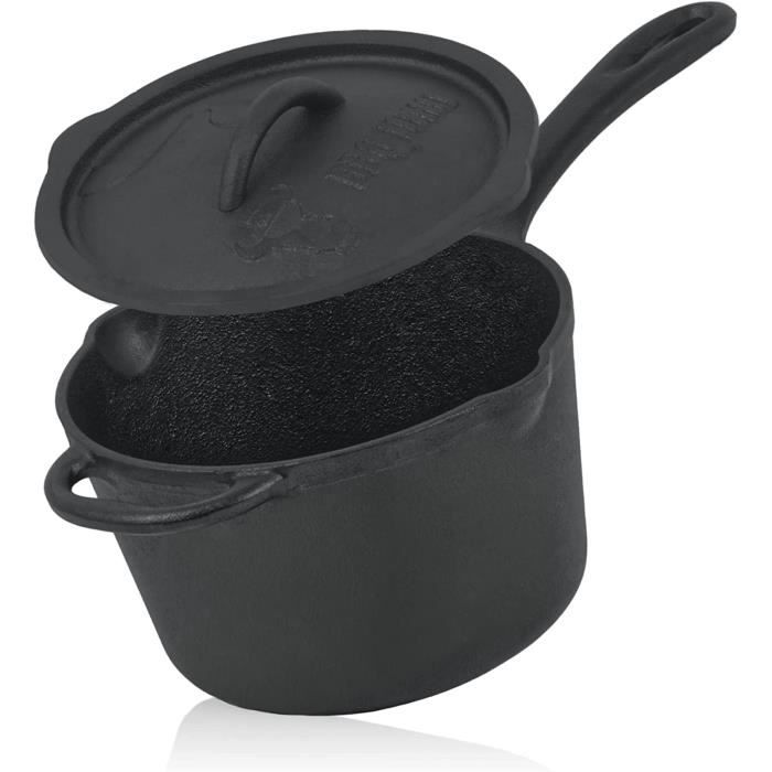 Casserole en fonte avec couvercle 2 litres Noir déjà brûlé