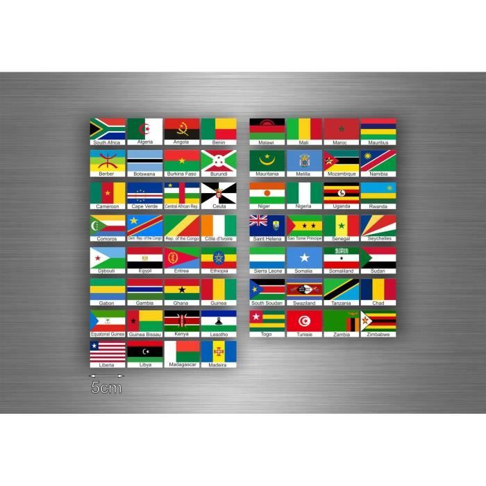 Planche autocollant sticker drapeau pays afrique A