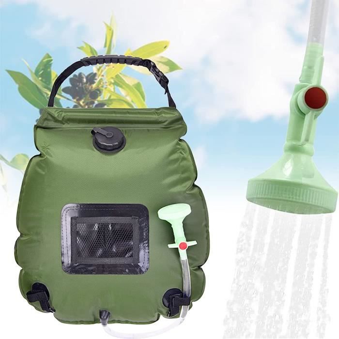 TRIZAND Douche De Camping Solaire 20 Litres – Sac D'eau Portable Avec Chauffage Solaire Jusqu'à 41°C – Idéal Pour Jardin, Piscine, Plage Et Randonnée