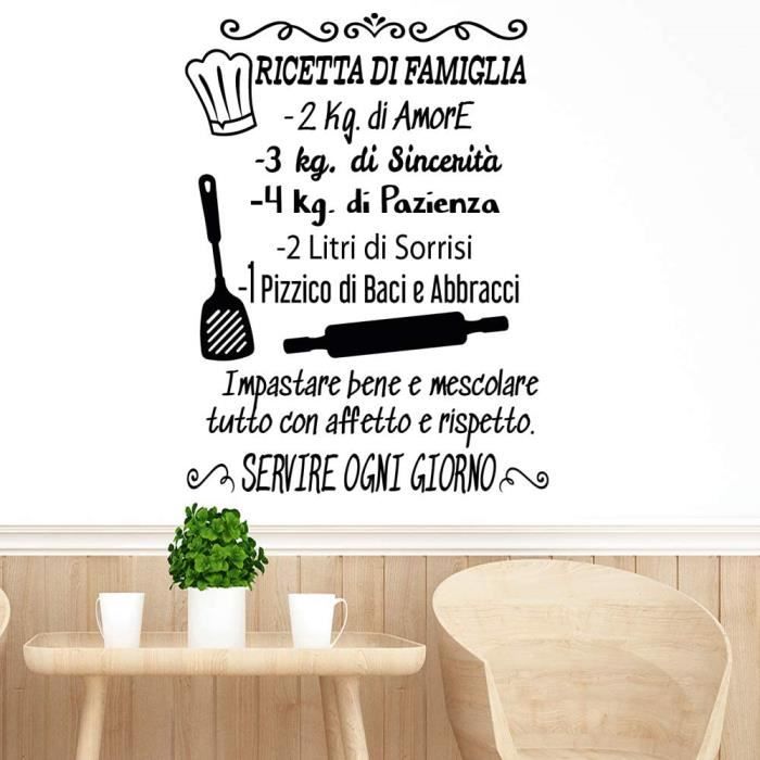 S Muraux Decoratifs Mural Phrase En Italien Recette De Famille Autocollants Muraux Phrases En Italien Citation Decorati402 Cdiscount Maison