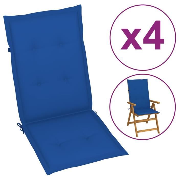 style fr coussins de chaise - contemporain - fauteuil de jardin 4 pcs bleu royal 120x50x3 cm®zwjqur®