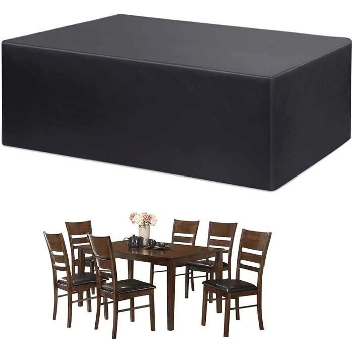 Housse de protection pour salon de jardin table - 242x162x100cm - 420D  Oxford - Noir - Cdiscount Jardin