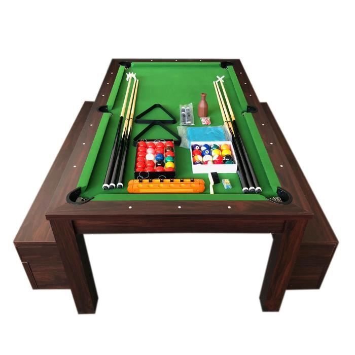 Table de Billard vert 7 Pieds convertible avec banquettes – 