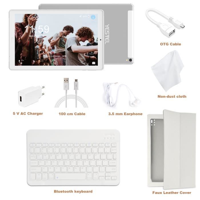 Tablette-Android 8.0-8000mAh-10.1"-HD-3+32Go-