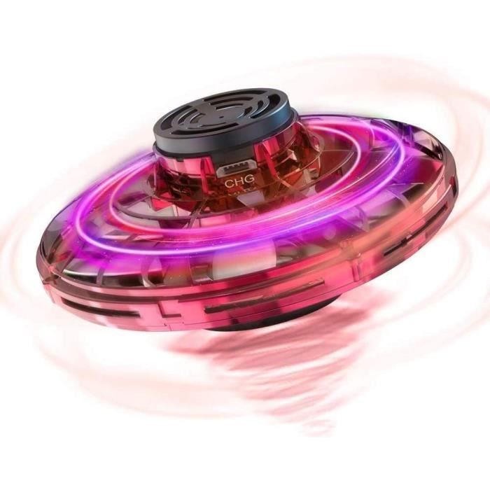 Supoggy Flynova Flying Spinner Jouet Mini Drone UFO Hélicoptère Avion Piloté à la Main avec Lumières Scintillantes RGB Idéal Cadeau danniversaire Noël pour Enfants Adultes Rouge 