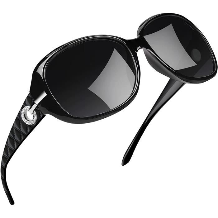 Lunettes de Soleil Femme Polarisees N33 Grand Cadre Sombre Classique Sombre Achat Vente lunettes de soleil Femme Neuf Cdiscount