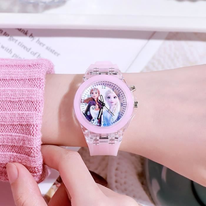 Montres Montre princesse en Silicone pour enfants montre lumineuse
