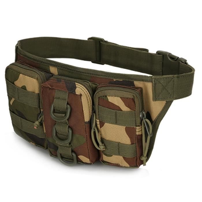 Sac à Banane - INSFITY - Camouflage - Nylon - Zippée - Ajustable Marron