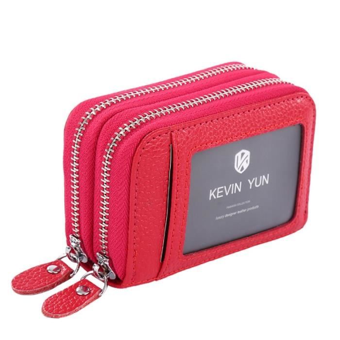 Rose KEVIN YUN portefeuille en cuir veritable pour femmes portefeuille de marque de styliste Double ferme Cdiscount Bagagerie Maroquinerie
