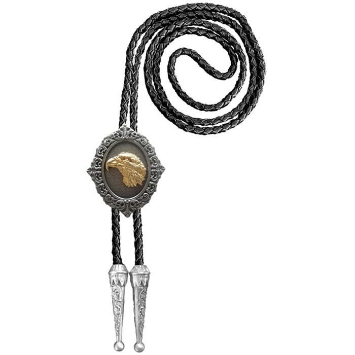 Cravatta Western Bolo Tie Urban Backwoods Con Lettera F - Cordino In Pelle Intrecciato Regolabile