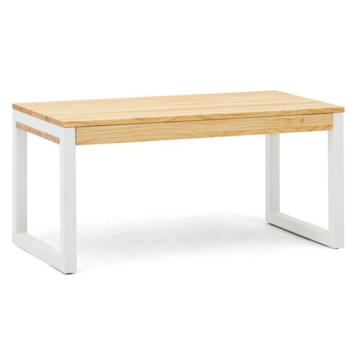 table basse relevable icub strong eco - box furniture - blanc naturel - 120 cm x 50 cm x 52 cm