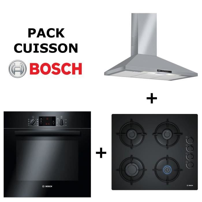 gaz plaque de cuisson vitrocéramique Bosch Gaz Cuisinière installation Herdset Four Bon état 4d Air Chaud