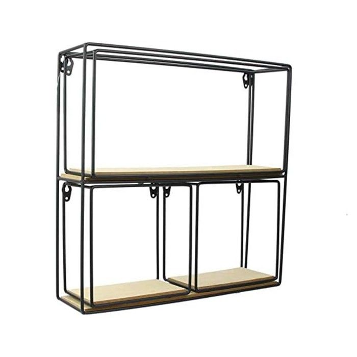 CALICOSY - Etagères 4 pièces bois et métal - H38 cm - Noir CALICOSY - Etagères 4 pièces bois et métal - H38 cm - Noir