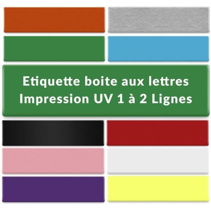 DECOHO - Plaque Boite Aux Lettres Personnalisable - Plaque Adhésive Plastique 100x25 Mm - Jaune Lettres Rouges, Croix Basque - Gravure La - Argent