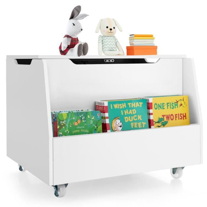 COSTWAY Coffre à Jouets Enfant avec 2 Tiroirs & 2 Armoires, Meuble de Rangement Jouets Enfants avec Kit Anti-basculement, Bibliothèque en Bois pour Bureau Chambre d'enfants, 106 x 30 x 62 cm (Marron