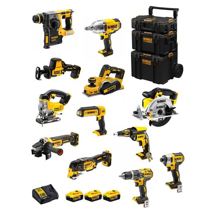 DeWALT Kit DWK1202 DCD796+DCH273+DCG405+DCF887+DCF899H+DCS331+DCS391+ DCS355+DCP580+DCS369+DCL050+DCF620+3x5 0Ah+DCB115+Caddy