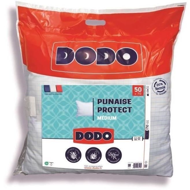 Oreiller médium DODO 50x70 cm Protection anti punaise anti acarien 550 gr Fabriqué en France