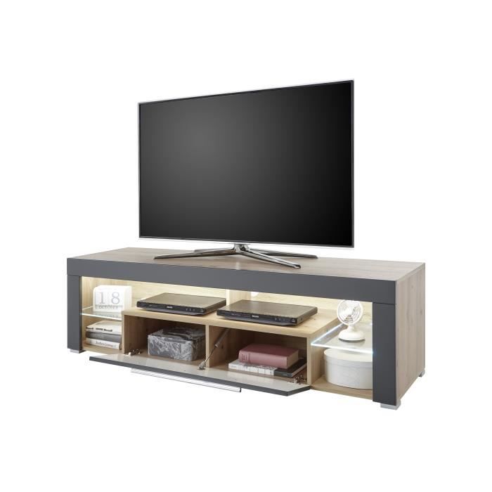 meuble tv - emob - gazza 153cm - 1 porte - brun/gris - contemporain/design