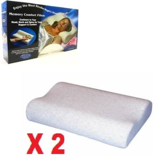 LOT X 2 OREILLER MEMOIRE DE FORME ERGONOMIQUE COUSSIN TOTAL CONFORT