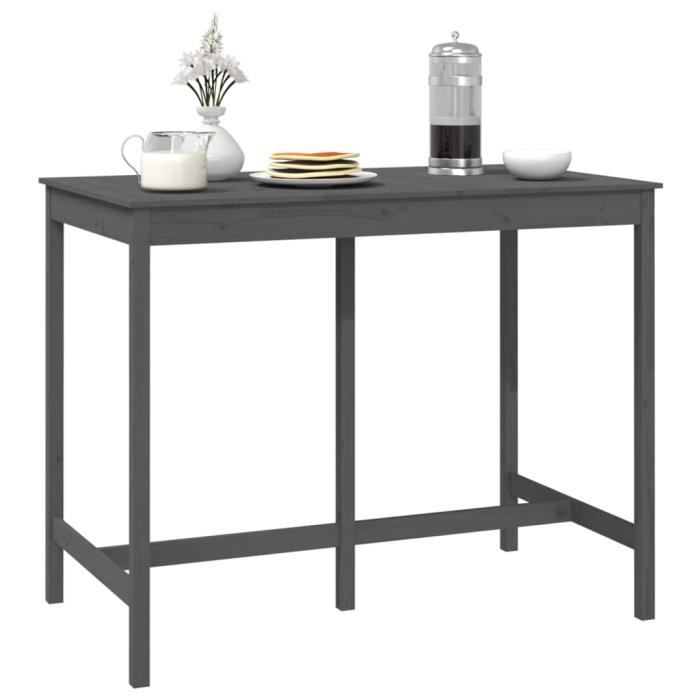 Table De Bar Gris Béton 102x70x103,5 Cm - Table Haute En Bois D'Ingénierie Avec Tiroir Et Étagères - Idéale Cuisine Et Pub