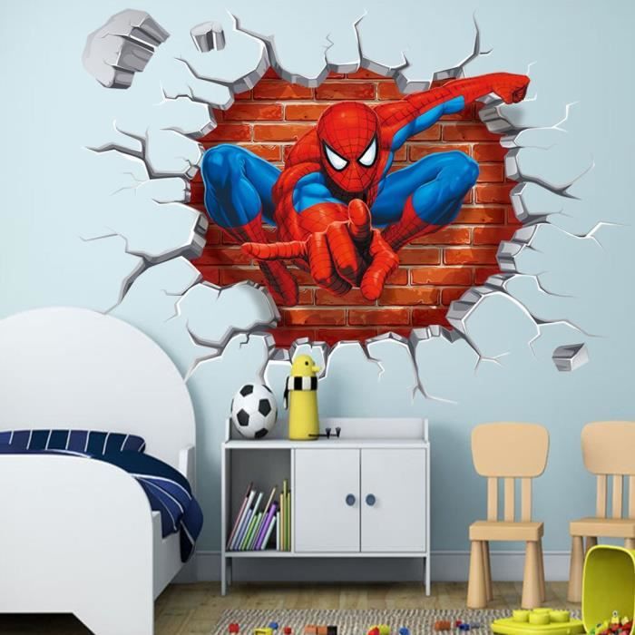 Sticker mural enfant chambre autocollant 3D Homme Araignée